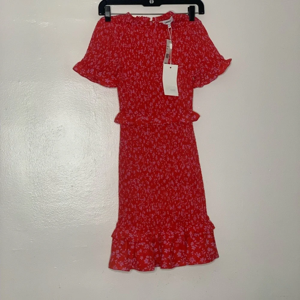 Floral Red Ruffle Dress - Picture 7 of 9